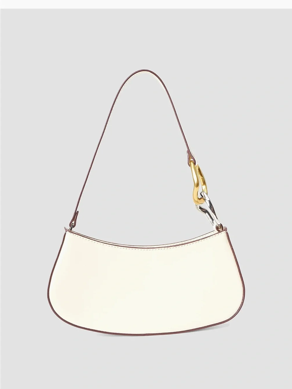 STAUD Cream Shoulder Bag with Metallic Accent